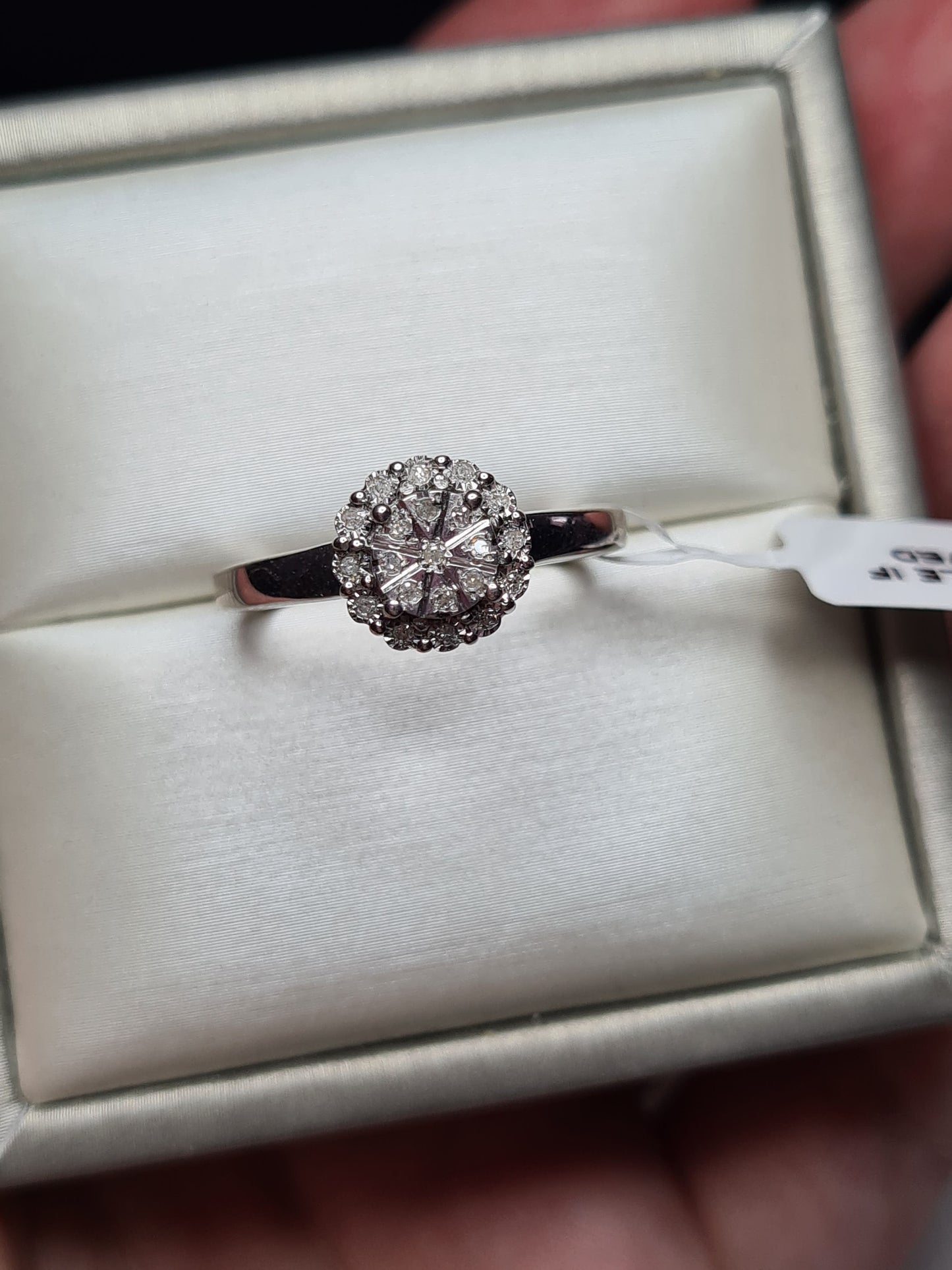 Natural Diamond Halo Ring 925 Sterling Silver SIZE K