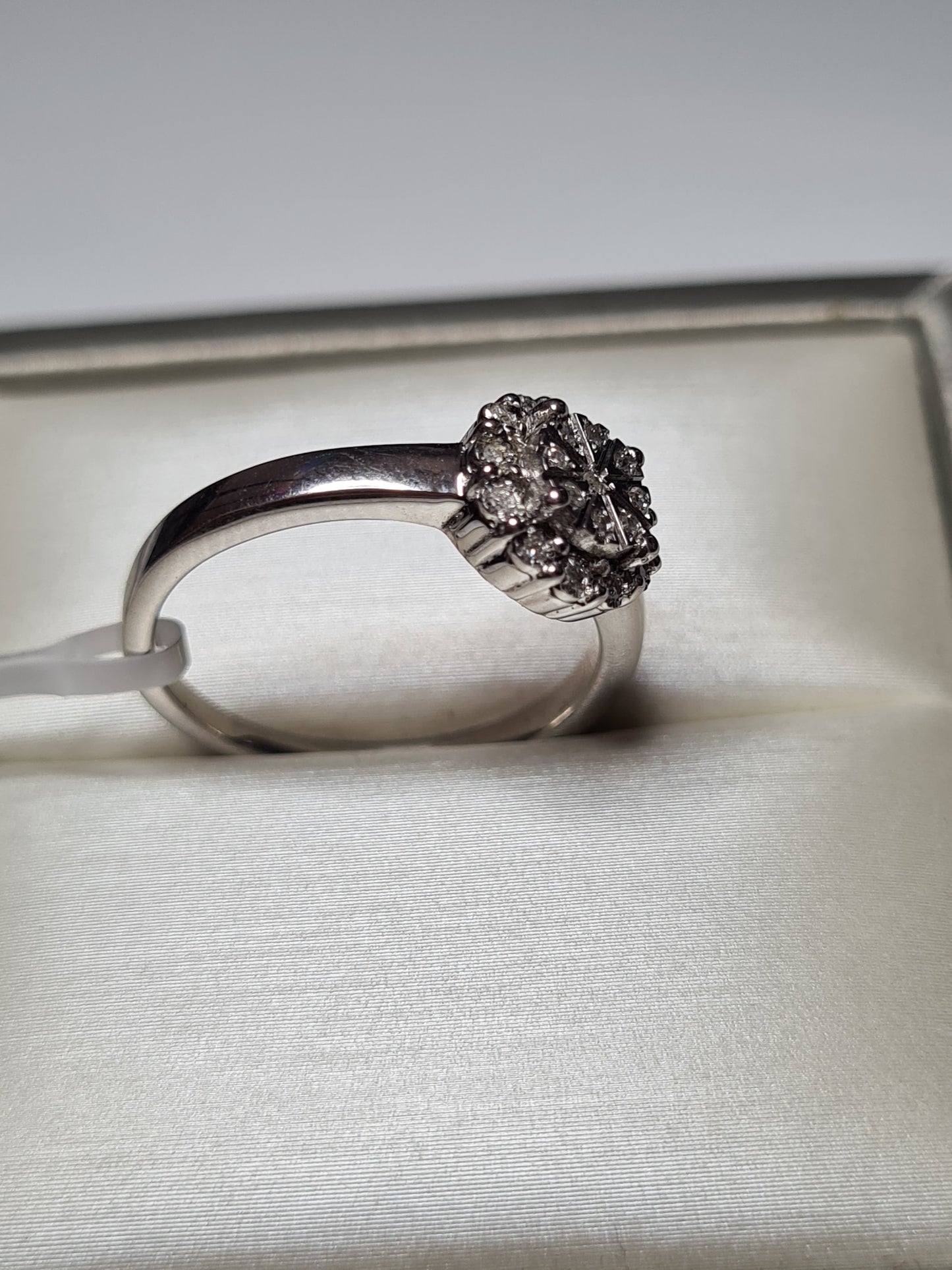 Natural Diamond Halo Ring 925 Sterling Silver SIZE K