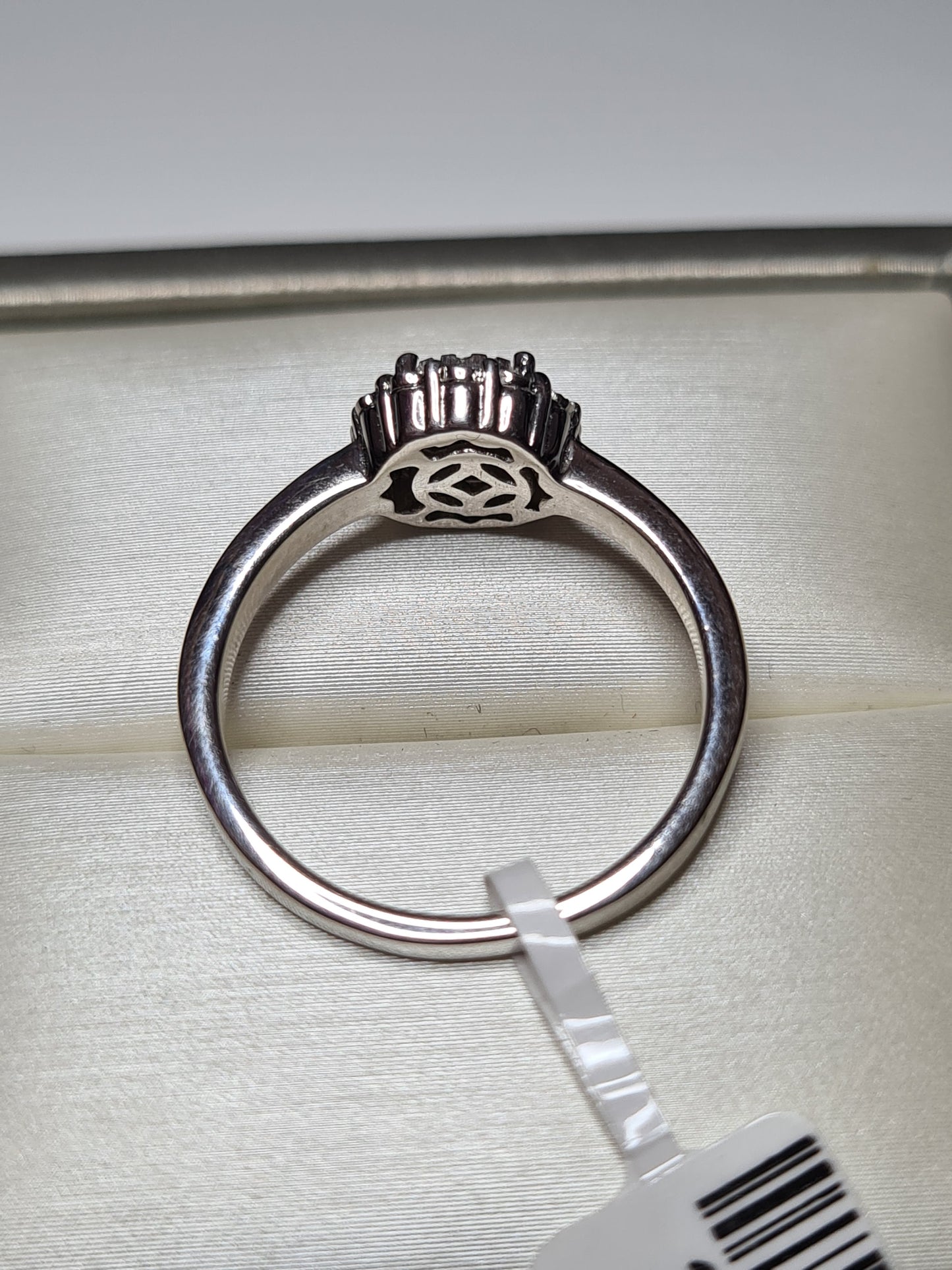 Natural Diamond Halo Ring 925 Sterling Silver SIZE K
