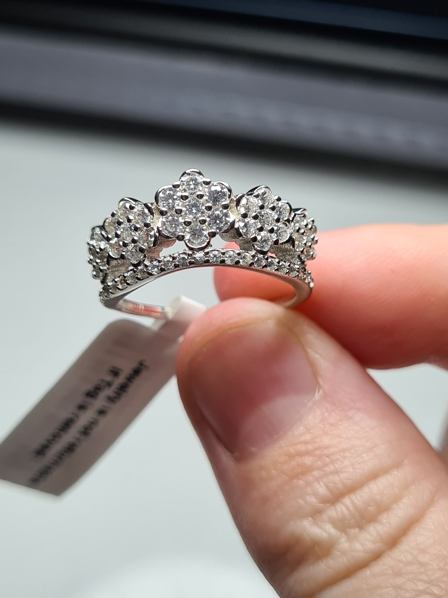 Simulated Diamond Crown Ring 925 Sterling Silver SIZES L,S