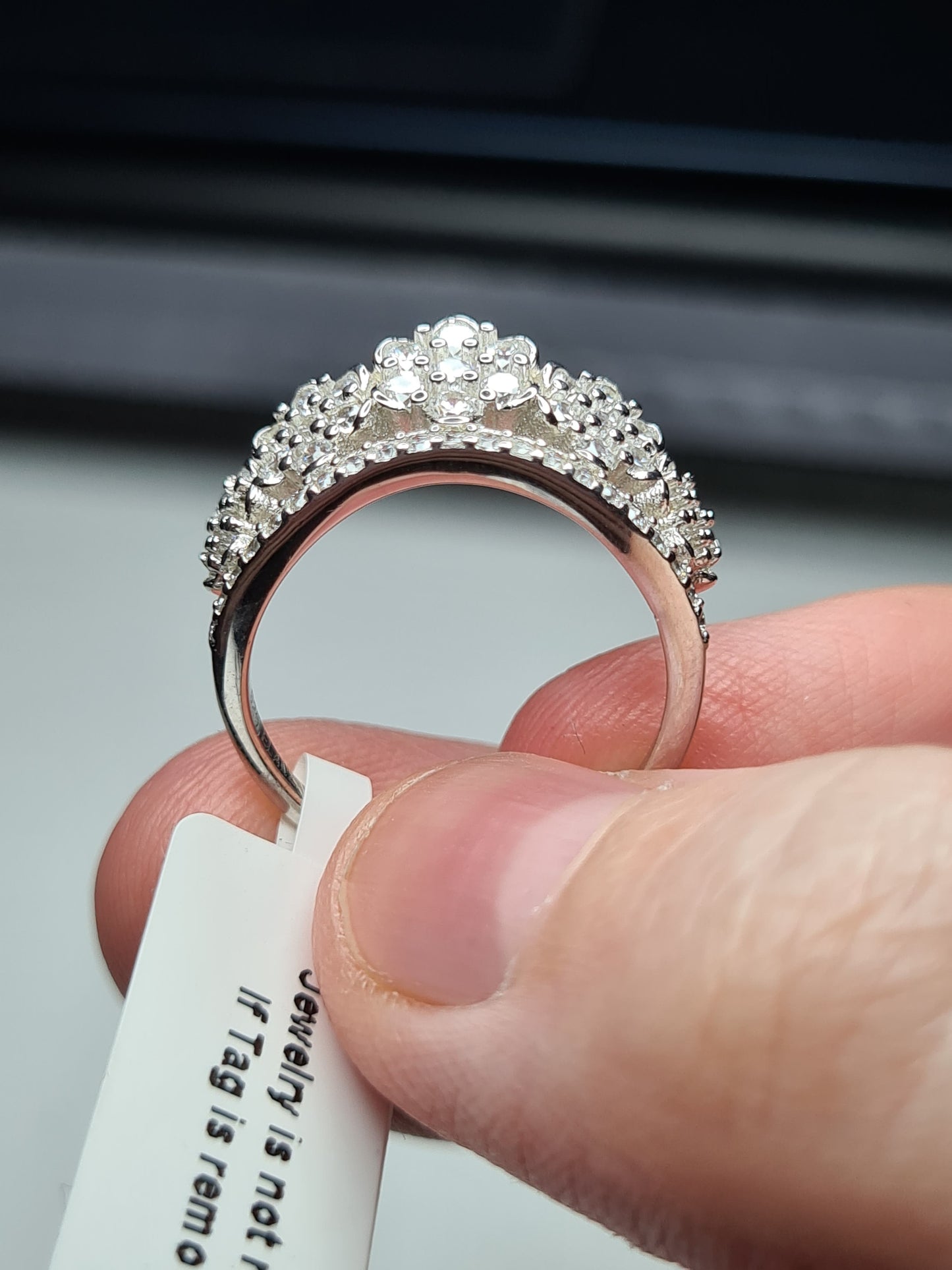 Simulated Diamond Crown Ring 925 Sterling Silver SIZES L,S