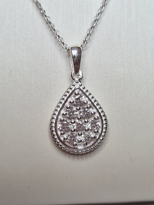 Swarovski Zirconia Cluster Pear Drop Necklace sterling silver