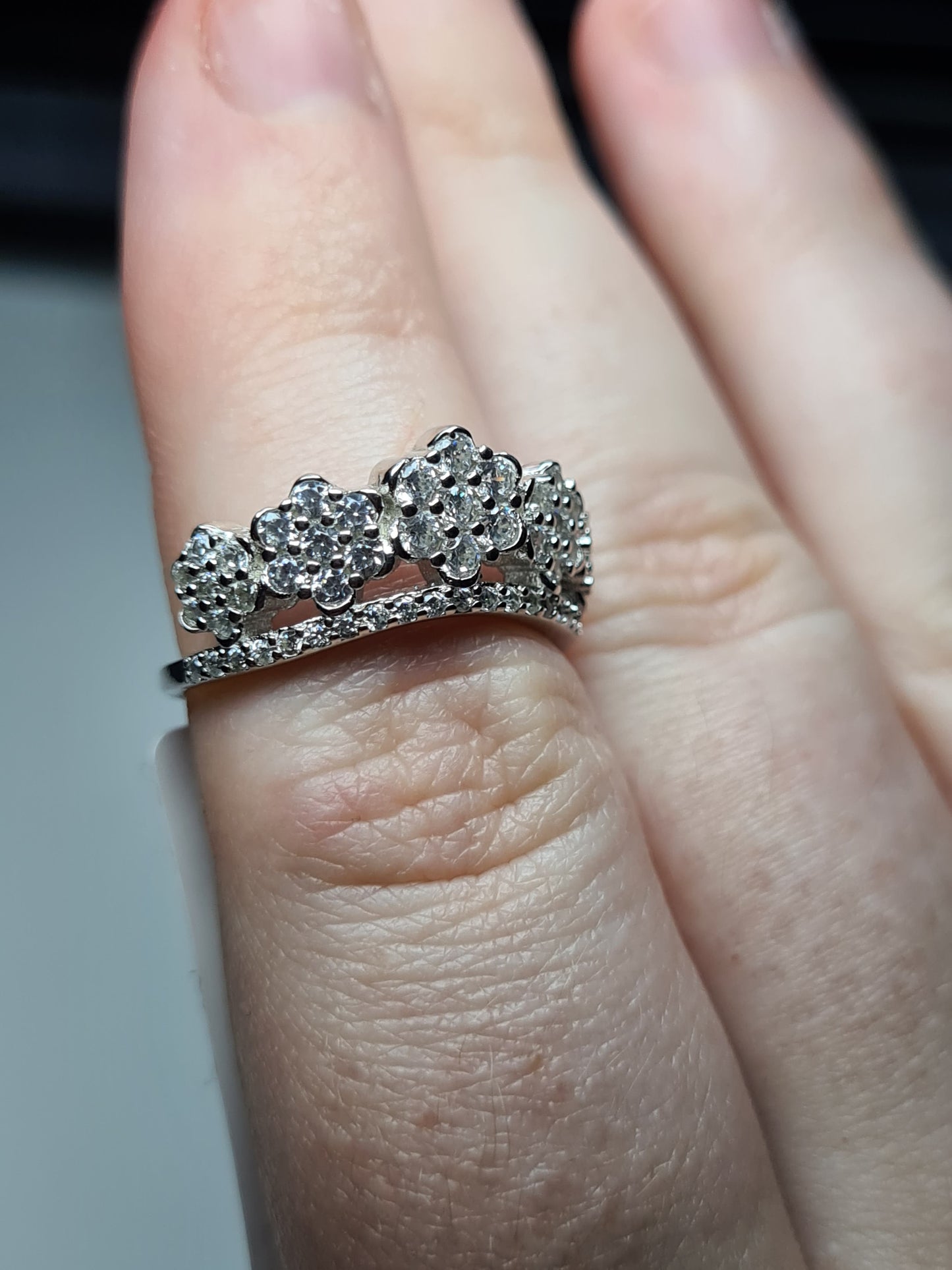 Simulated Diamond Crown Ring 925 Sterling Silver SIZES L,S