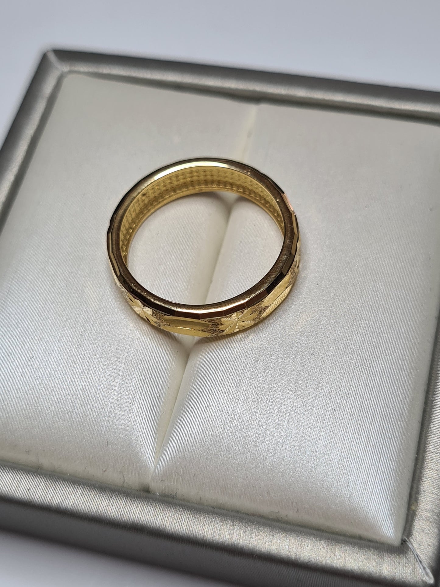 18K Gold Overlay Sterling Silver Band Ring SIZE M