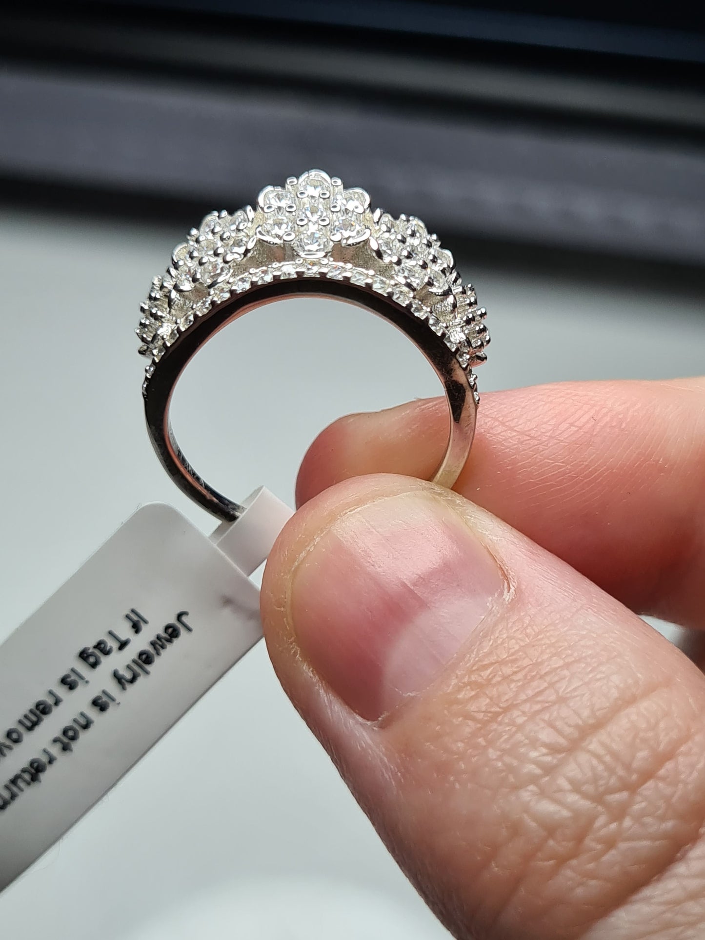 Simulated Diamond Crown Ring 925 Sterling Silver SIZES L,S