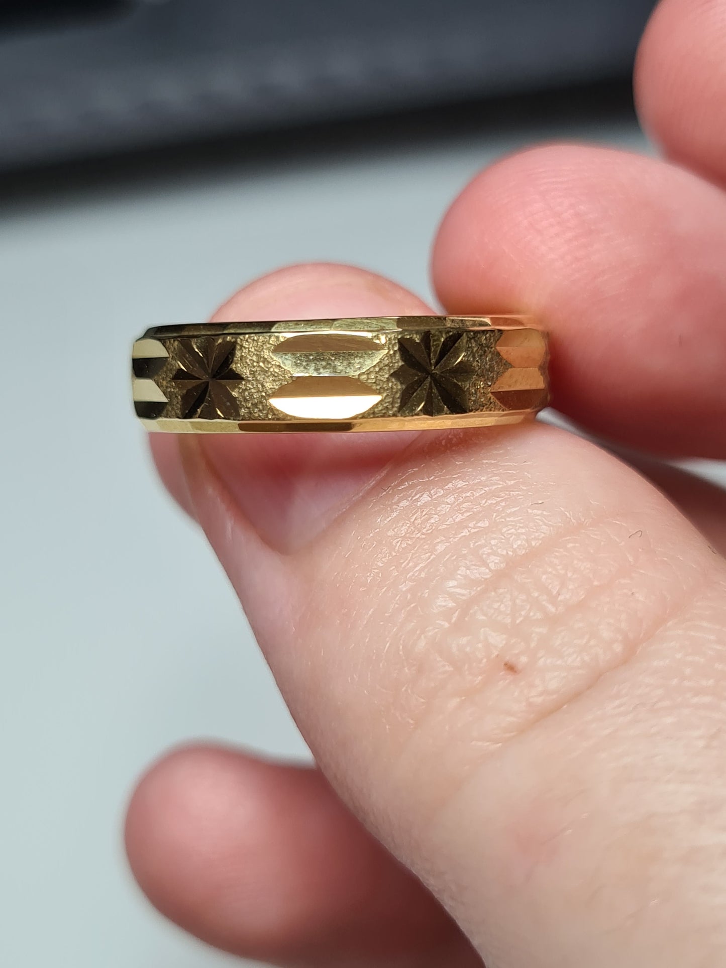 18K Gold Overlay Sterling Silver Band Ring SIZE M