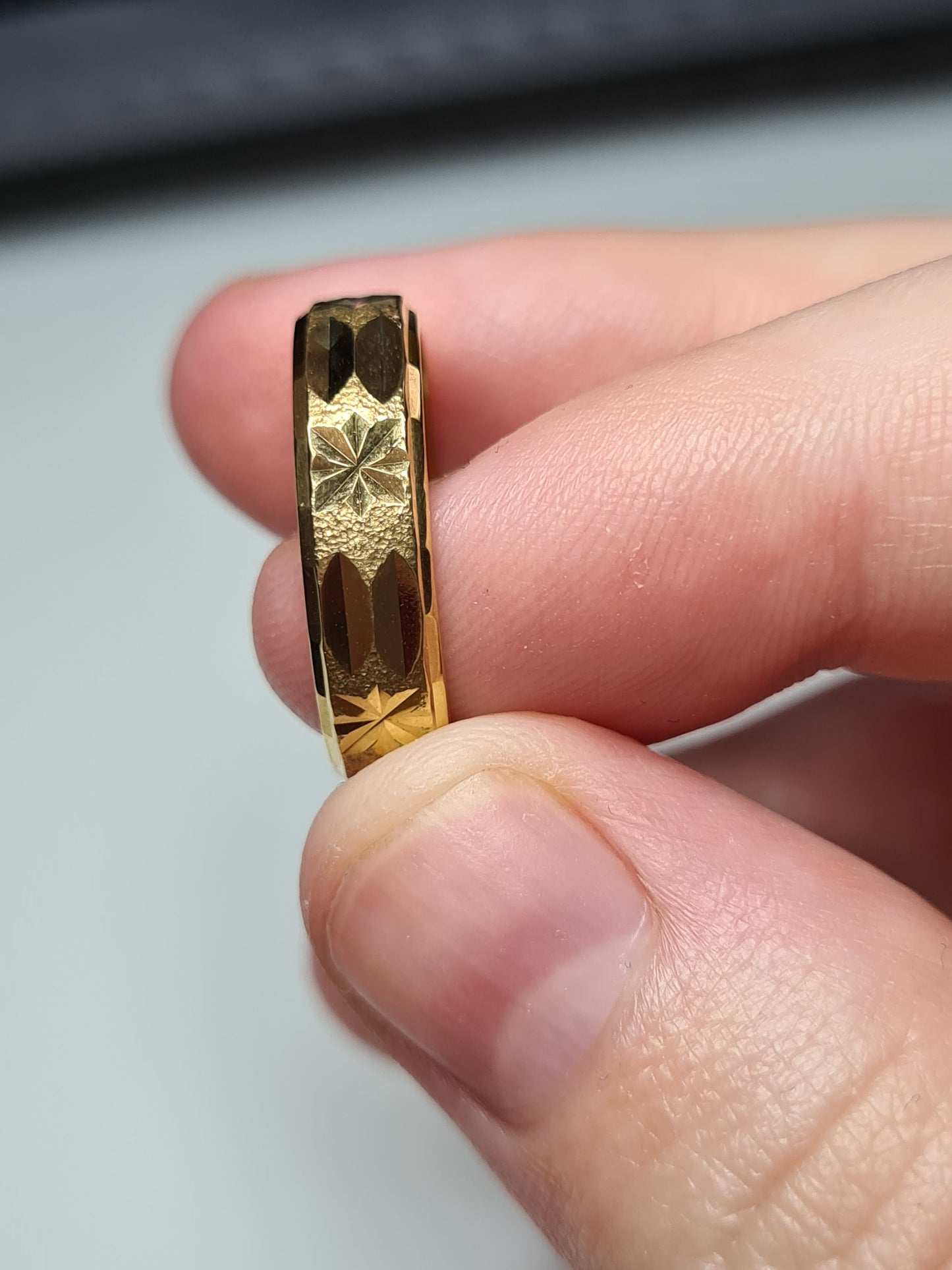 18K Gold Overlay Sterling Silver Band Ring SIZE M