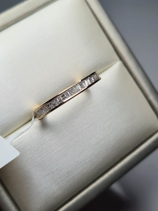 (SGL Certified) Half Eternity Diamond Ring 9K Gold I3/G-H  SIZE L