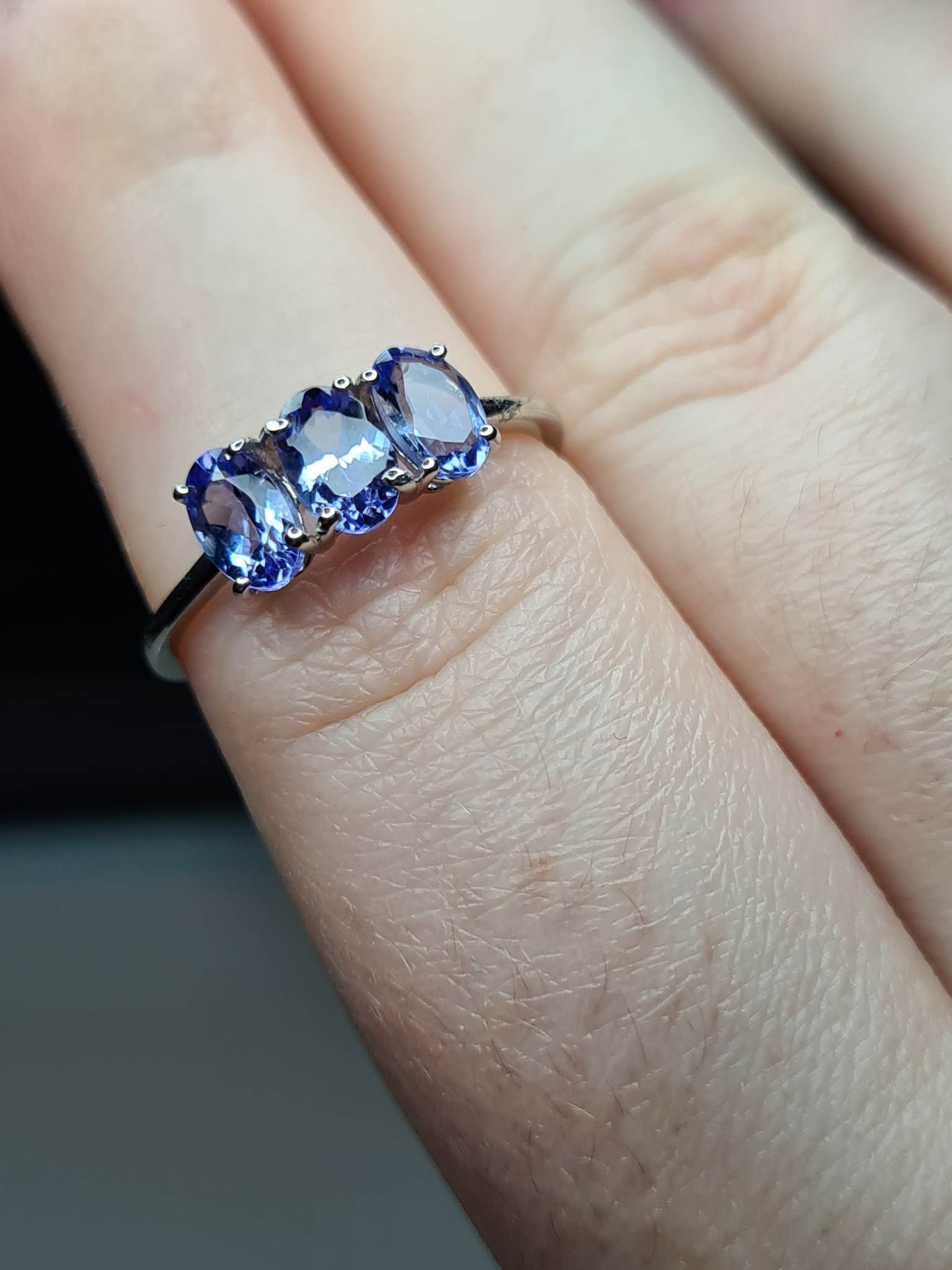 1.330ct Tanzanite Trilogy Platinum Overlay 925 Sterling Silver 