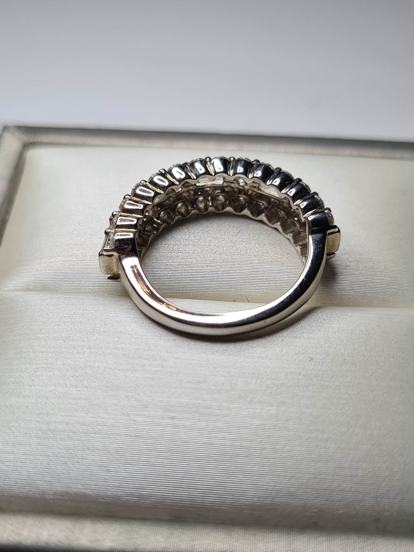 Swarovski Zirconia Half Eternity Ring Sterling Silver SIZES J , P