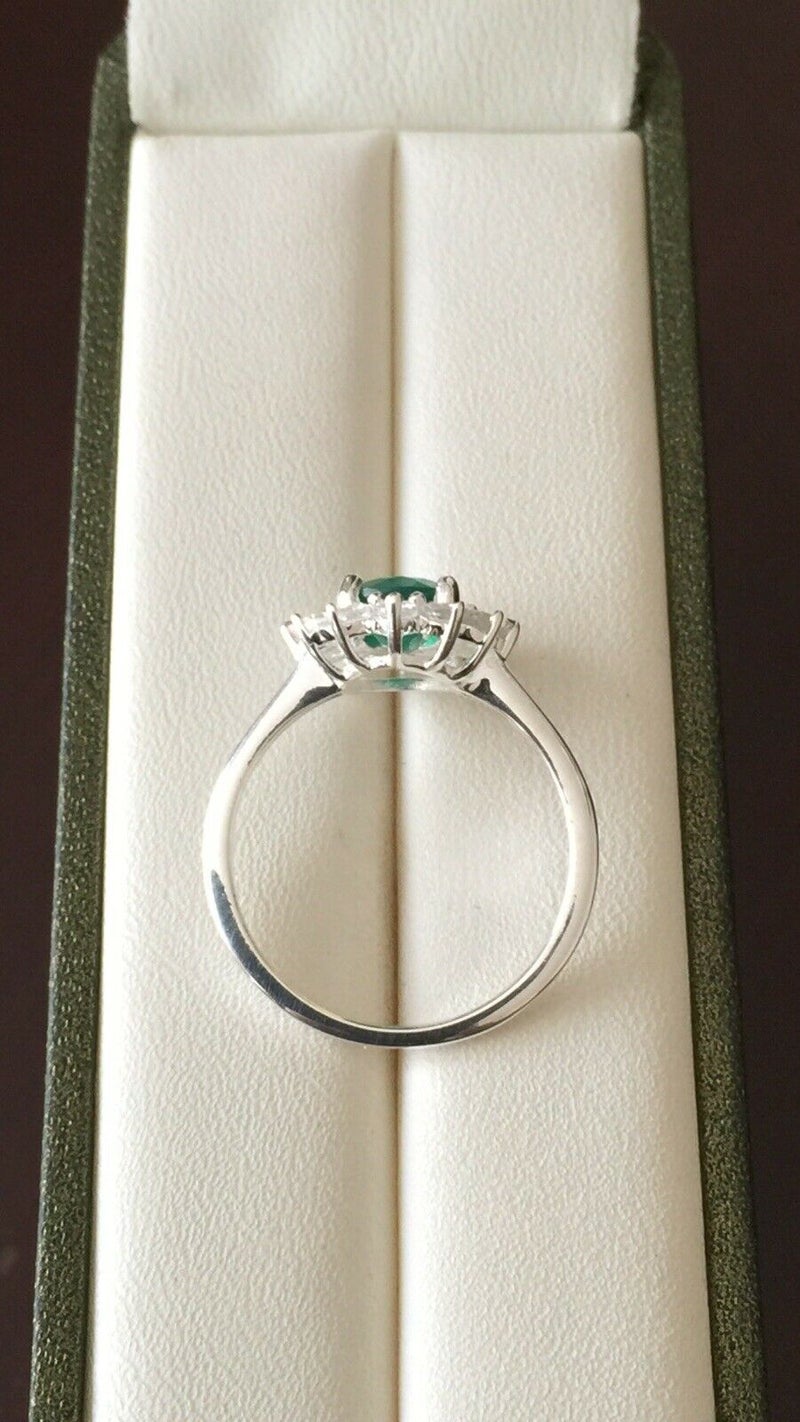 Verde Onyx and Natural Cambodian Zircon Halo Ring SIZE O