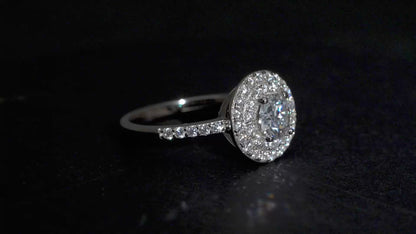 1.46ct Moissanite Halo Ring 925 sterling silver SIZE S