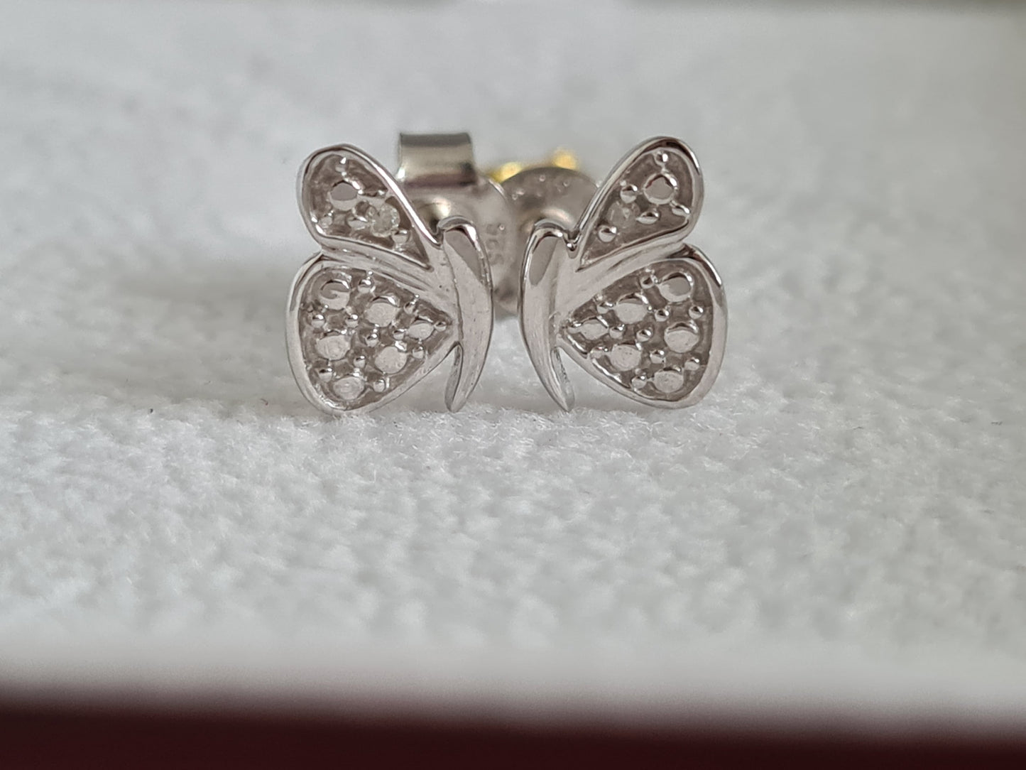 Diamond Butterfly Earrings 925 Sterling Silver