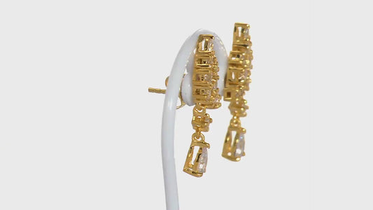 Swarovski zirconia Earrings With 14K Gold Overlay Sterling Silver