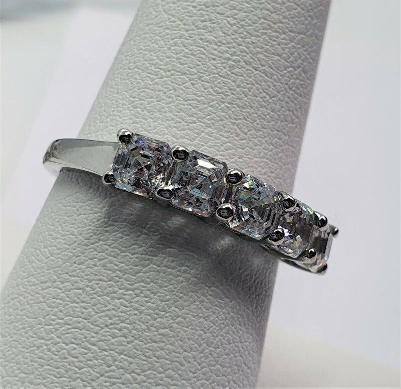 Swarovski Zirconia Ascher Cut 5 Stone Ring SIZE O