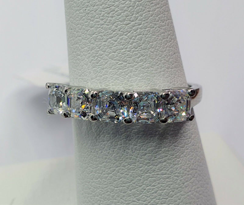 Swarovski Zirconia Ascher Cut 5 Stone Ring SIZE O