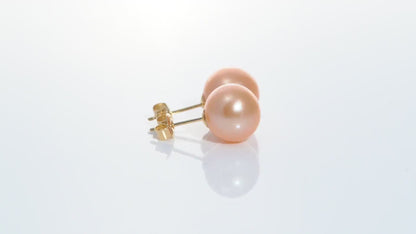 18K Gold AAA Peach Edison Pearl Earrings