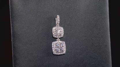 Swarovski Zirconia Double Square Droplet Pendant 925 Sterling Silver