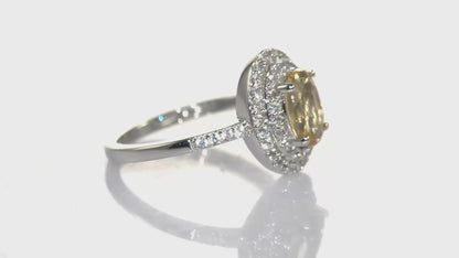 9K AA Imperial Topaz and Zircon Halo Ring SIZE S