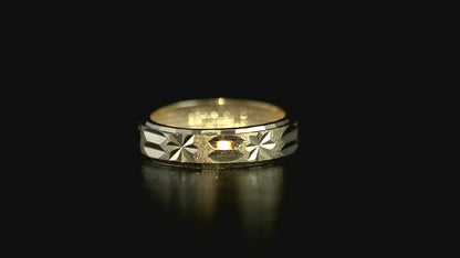 18K Gold Overlay Sterling Silver Band Ring SIZE M