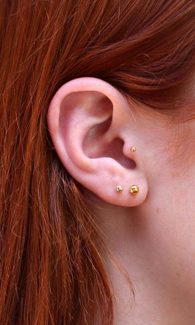 Set of 3 Ball Stud Earrings 9K Gold Overlay 925 Sterling Silver