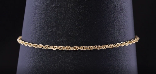 Italian Made Rope Bracelet Size 7.5 in 14K Gold Overlay Sterling Silver
