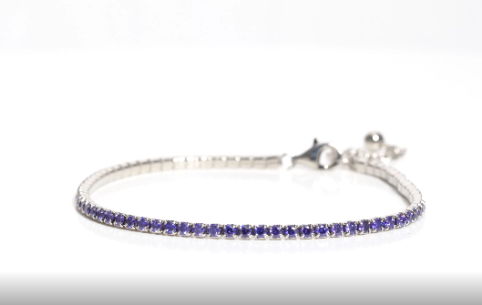 Simulated Amethyst Tennis Bracelet Size 7 with 1.5 inch Extender Sterling Silver