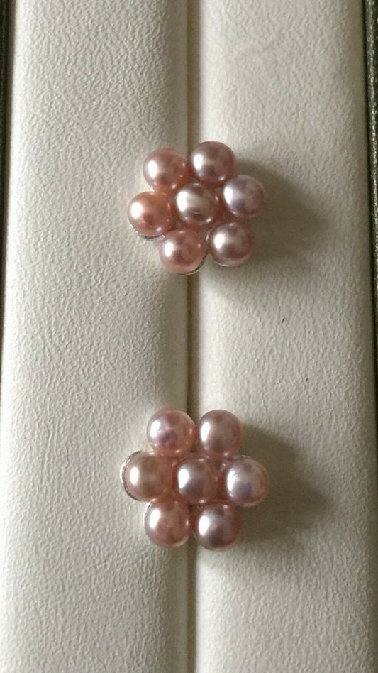 Freshwater Peach Pearl Earrings Sterling Silver