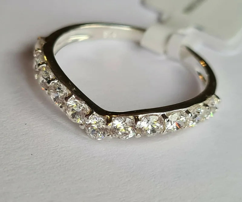 Swarovski zirconia Wish Bone Ring 925 Sterling Silver SIZE N
