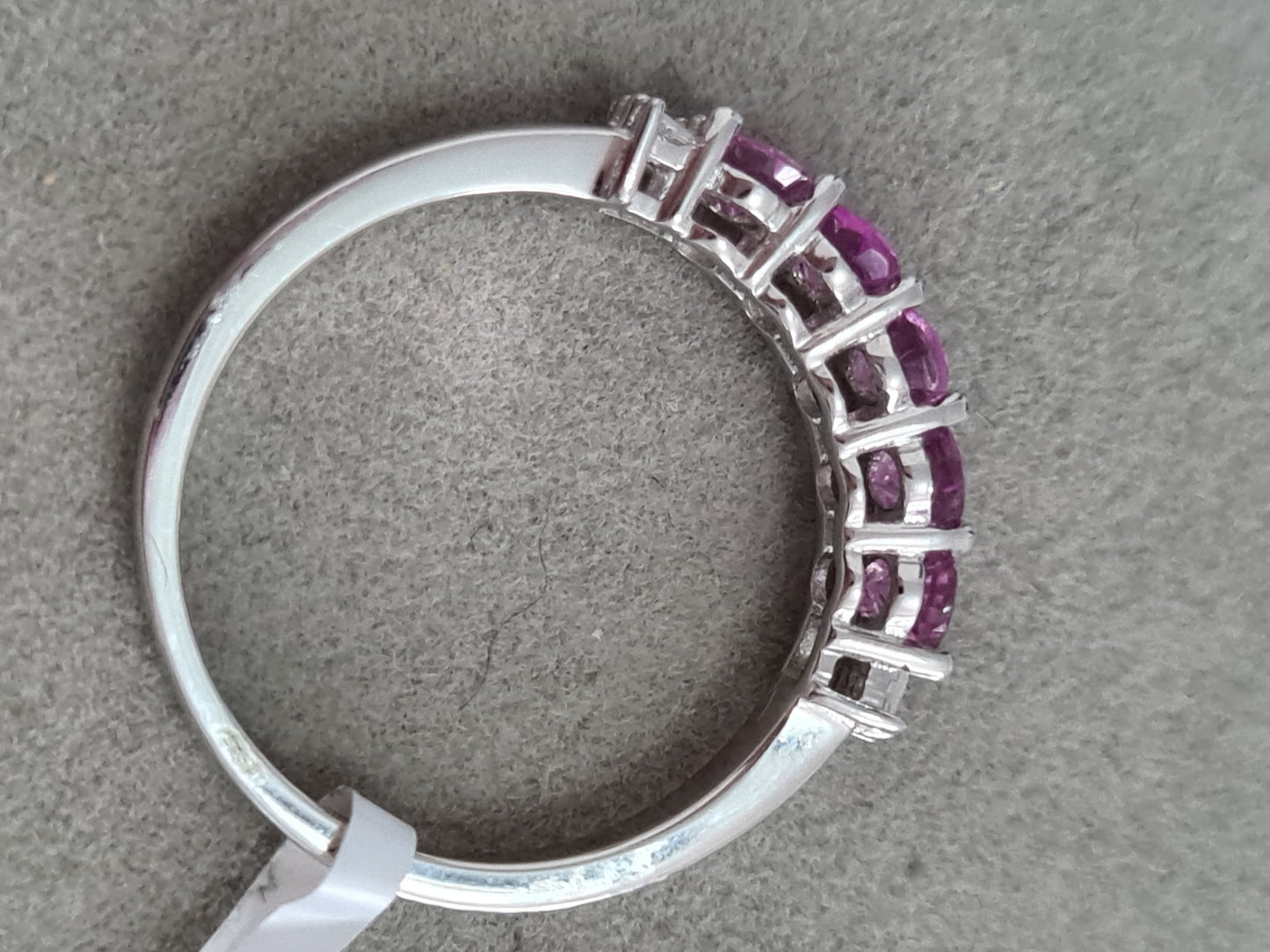 14K White Gold AA Pink Sapphire And Diamond ring SIZE N