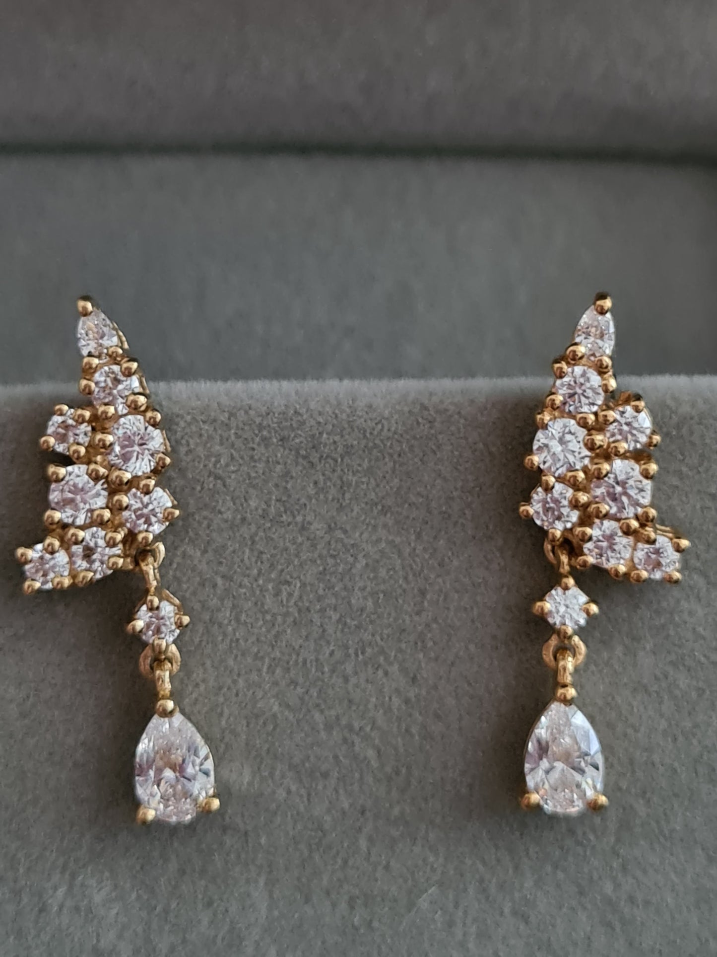 Swarovski zirconia Earrings With 14K Gold Overlay Sterling Silver