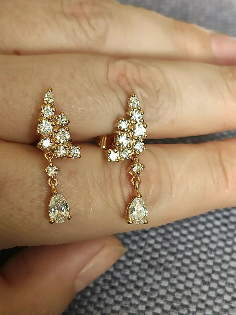 Swarovski zirconia Earrings With 14K Gold Overlay Sterling Silver