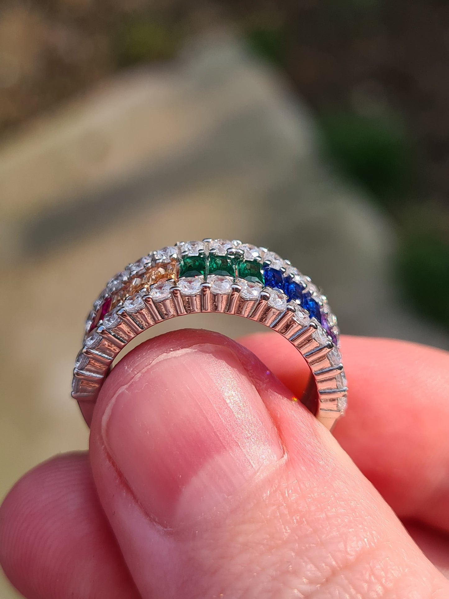Simulated Rainbow Sapphire Ring SIZE M