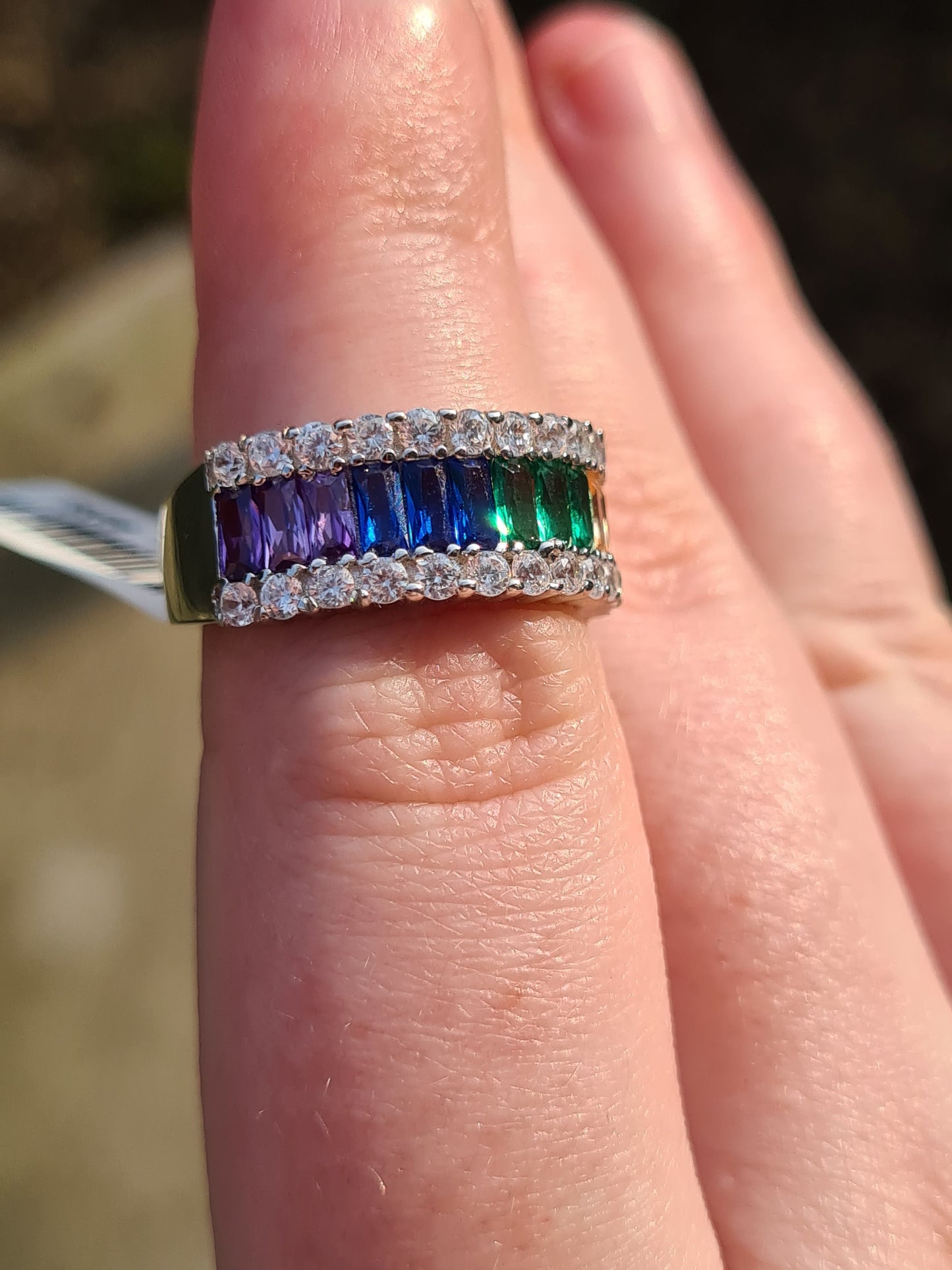 Simulated Rainbow Sapphire Ring SIZE M