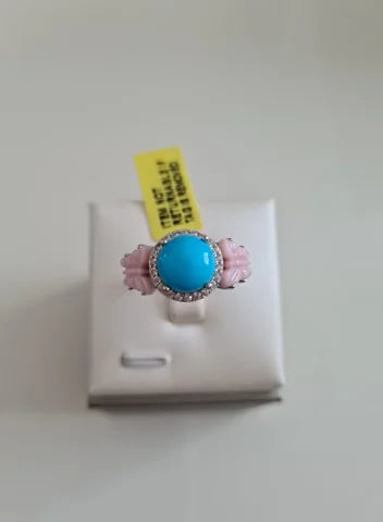 AA Arizona Sleeping Beauty Turquoise & Pink Mother of Pearl Ring SIZE R