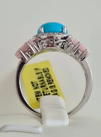 AA Arizona Sleeping Beauty Turquoise & Pink Mother of Pearl Ring SIZE R