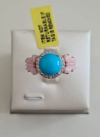 AA Arizona Sleeping Beauty Turquoise & Pink Mother of Pearl Ring SIZE R