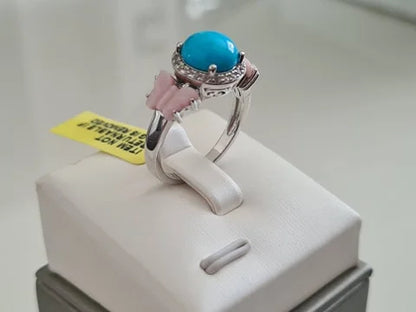 AA Arizona Sleeping Beauty Turquoise & Pink Mother of Pearl Ring SIZE R
