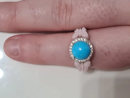 AA Arizona Sleeping Beauty Turquoise & Pink Mother of Pearl Ring SIZE R