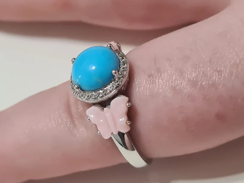 AA Arizona Sleeping Beauty Turquoise & Pink Mother of Pearl Ring SIZE R