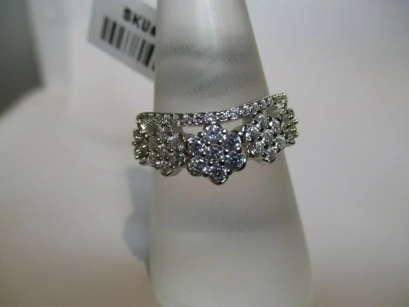 Simulated Diamond Crown Ring 925 Sterling Silver SIZES L,S