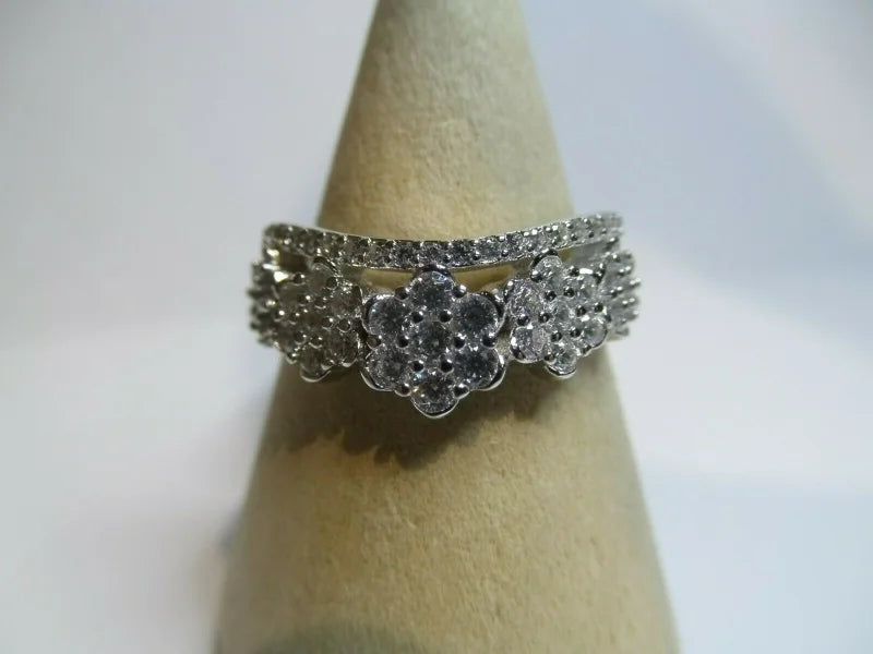Simulated Diamond Crown Ring 925 Sterling Silver SIZES L,S