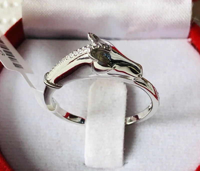 925 Sterling Silver Horse Ring SIZE R