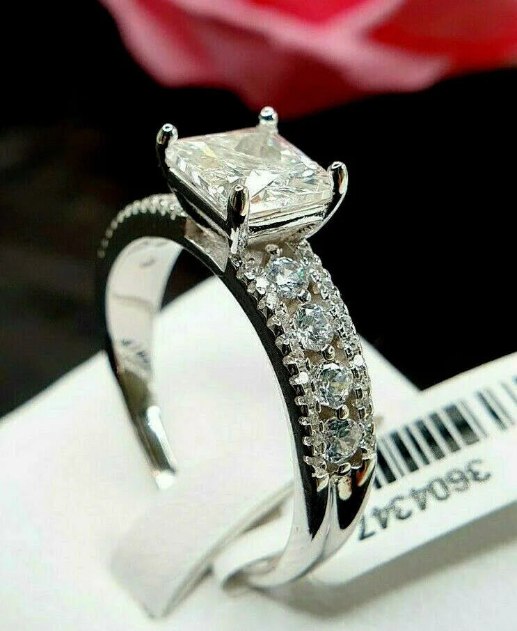 Princess Cut Simulated Diamond Ring 925 Sterling Silver SIZES L,M