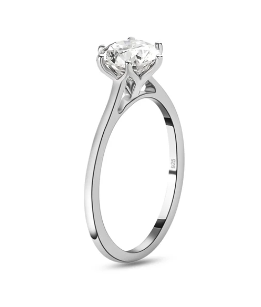 1ct Moissanite Solitaire Ring 925 Sterling Silver SIZE S